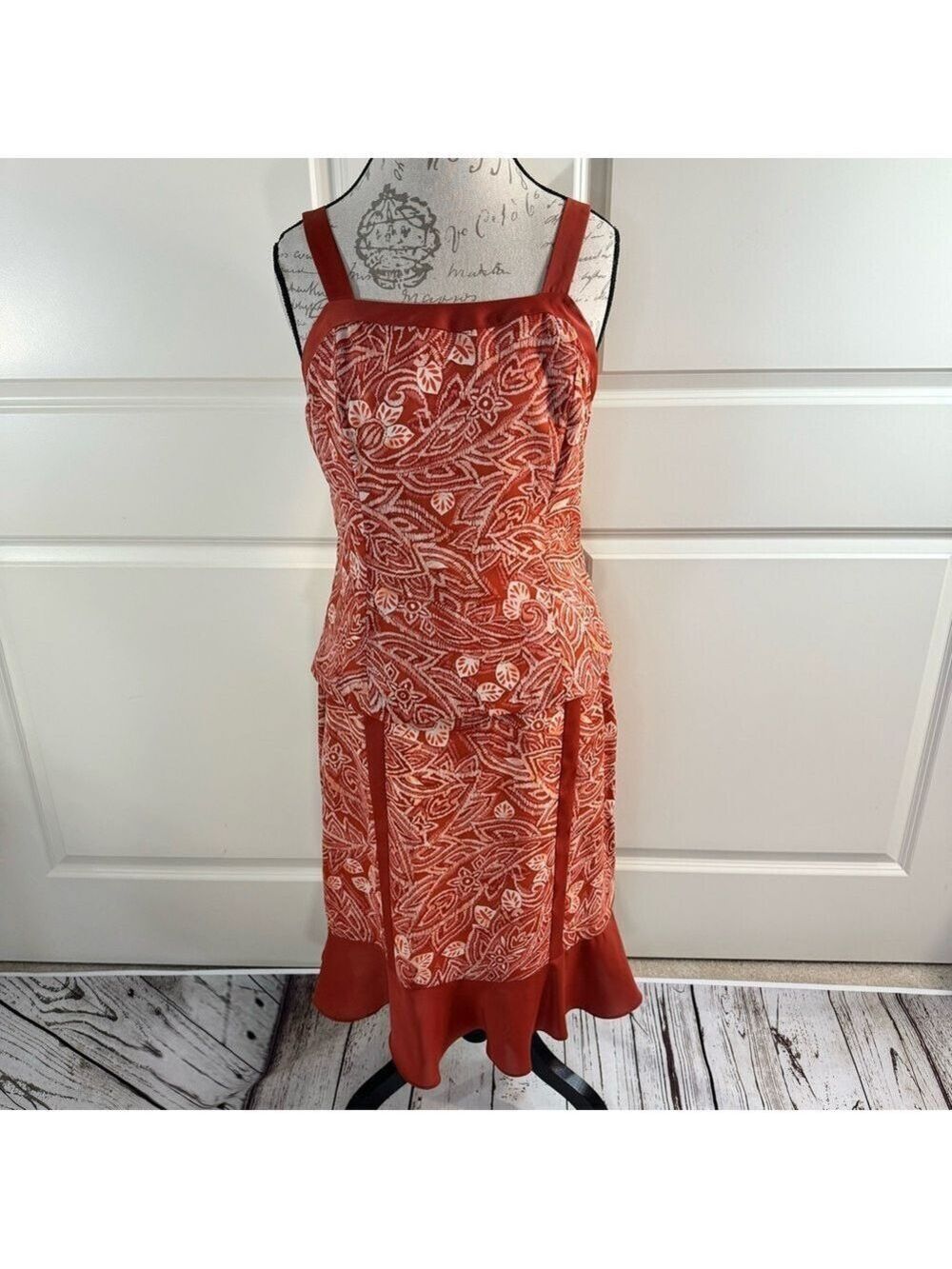 Jones Wear Burnt Orange Patterned Skirt Set Top-6, Skirt-8